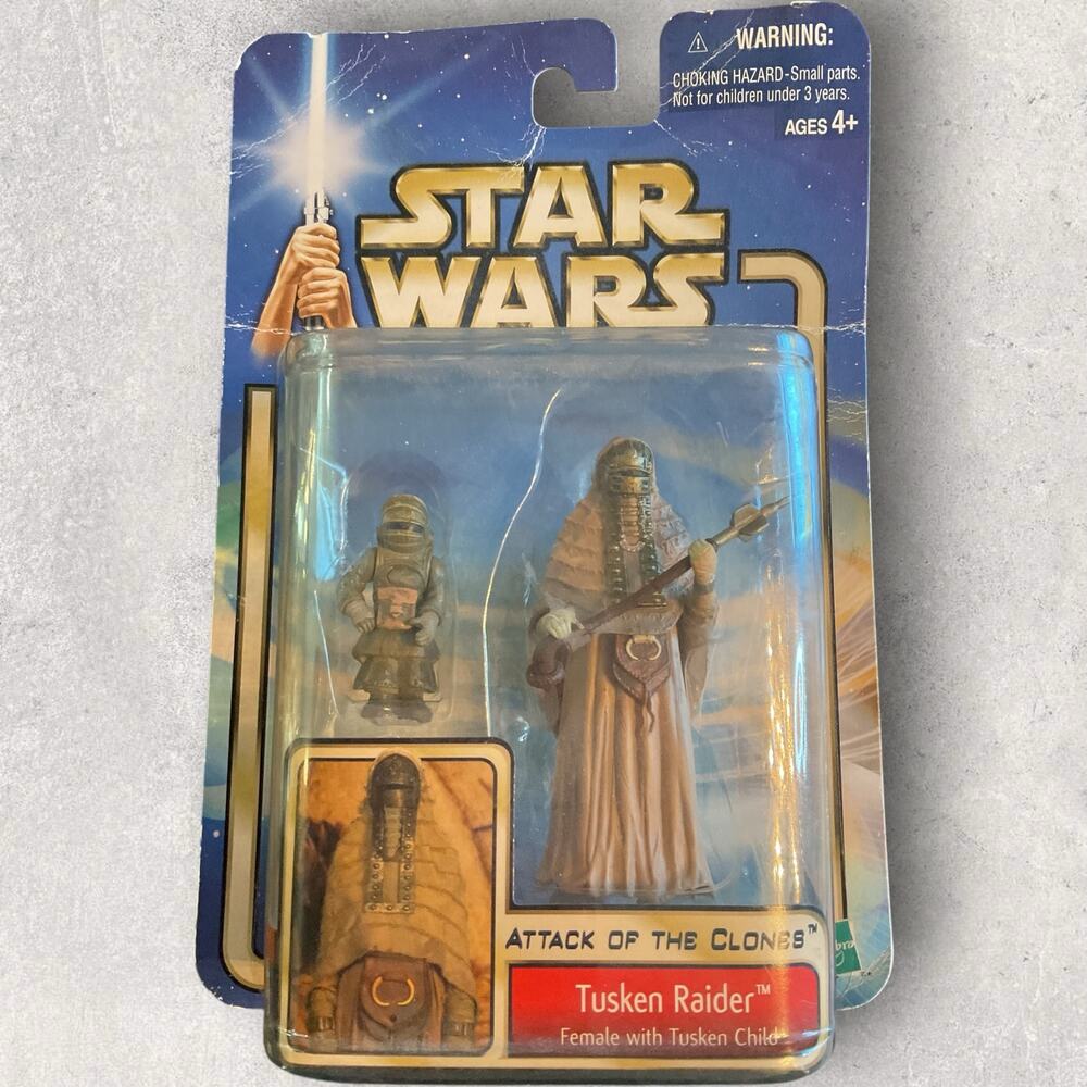 Star Wars 2002 Tusken Raider Female With Tusken Child Hasbro Sealed Figure